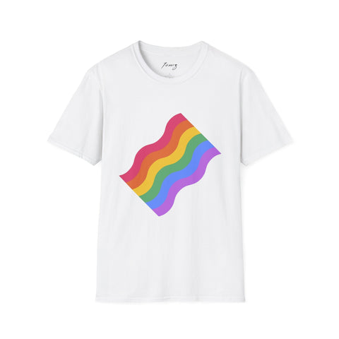 Wave of Pride sticker for LGBTQ+ pride apparel.	