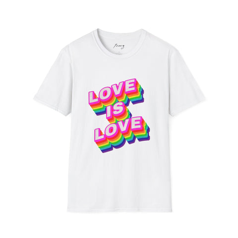 Love Is Love sticker for LGBTQ+ pride apparel.	